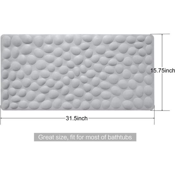 Non-Slip Bathtub Mat OTHWAY Soft Rubber Bathroom Bathmat with Strong Suction - Picture 3 of 14